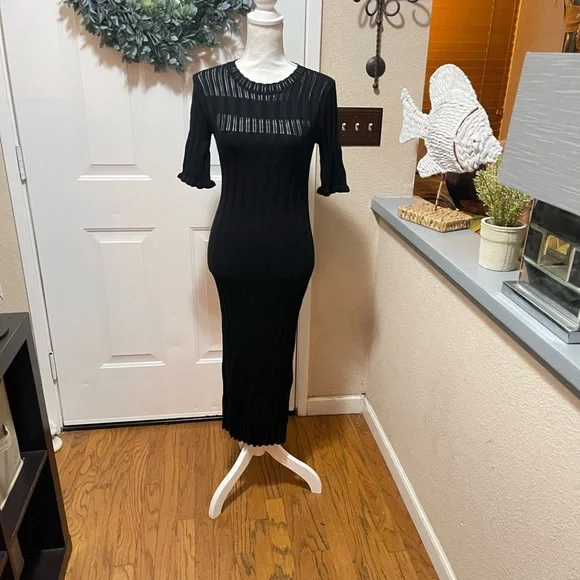 Joie Dresses | Beautiful Black Joie Crotched Style 3/4 Sleeve Bodycon Dress | Color: Black | Size: S | Cookinginheels's Closet